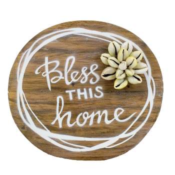 Beachcombers Bless This Home Shell Coastal Plaque Sign Wall Hanging Decor Decoration For The Beach 6 x 5.25 x 0.05 Inches.