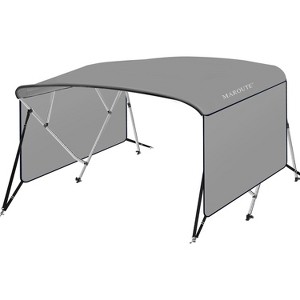 Bimini Top for Boats, Sun Shade Canopy with Mesh Sidewalls, Storage Boot, Support Poles, Fits Most Boat Types - 1 of 4