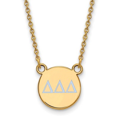 Black Bow Jewelry 14k Yellow Gold Plated Sterling Silver Delta Delta Delta Greek Life Necklace 18 Inch