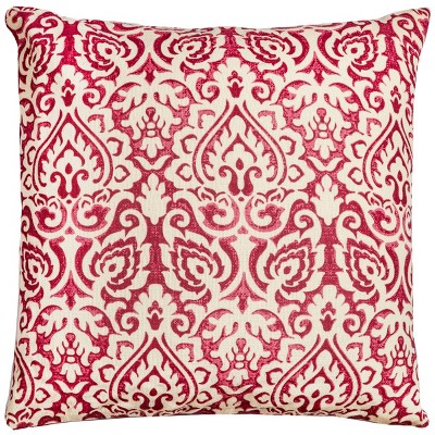 22"x22" Oversize Poly Filled Damask Square Throw Pillow Red - Rizzy Home