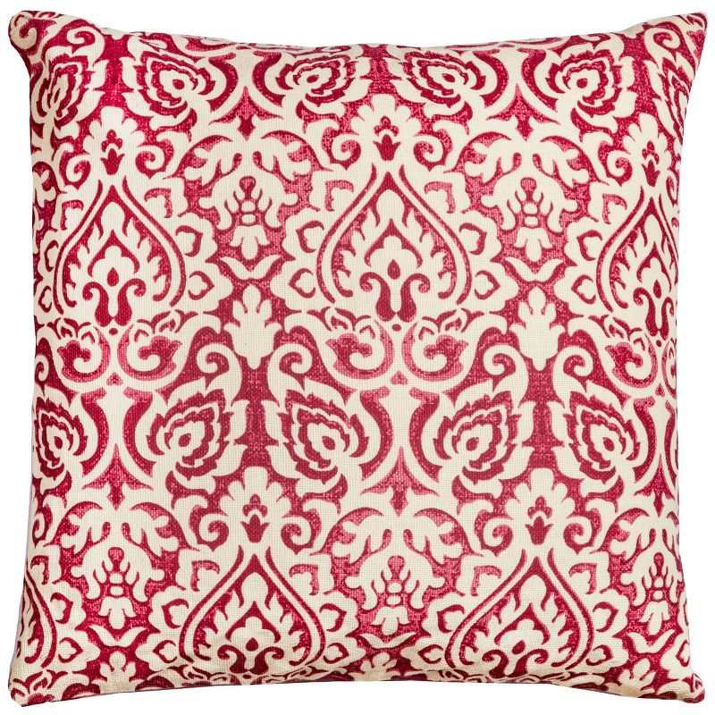 22&#34;x22&#34; Oversize Poly Filled Damask Square Throw Pillow Red - Rizzy Home, 1 of 5