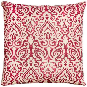 22"x22" Oversize Poly Filled Damask Square Throw Pillow Red - Rizzy Home