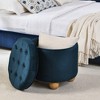 VYNXARIA Round Storage Ottoman, multi-functional round flannel button Ottoman, lid can be turned over as a table top, with storage space - 2 of 4