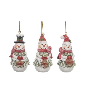 Transpac Resin Pine Snowman Ornament Set of 3 for Christmas Tree Indoor Decoration Holiday Cheer and Festive Decor - 1 of 1