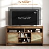 58" TV Console Table Cabinet – Rattan Design, Fits TVs Up to 65 Inch, Living Room TV Stand - 3 of 4