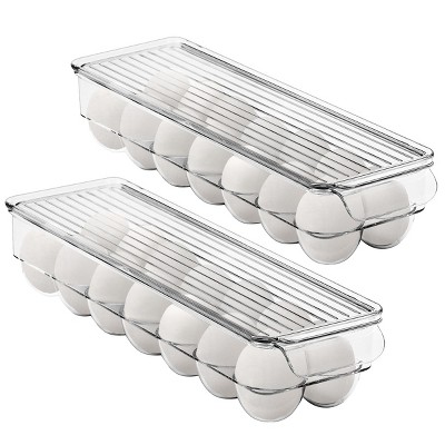 Sorbus 2 Pack Clear Plastic Egg Holder Set with Lids - holds 14 eggs for Fridge, Pantry, BPA-Free