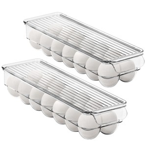 Sorbus 2 Pack Clear Plastic Egg Holder Set with Lids - holds 14 eggs for Fridge, Pantry, BPA-Free - 1 of 4