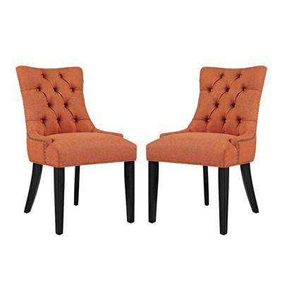 Regal Orange Tufted Upholstered Side Chair with Nailhead Trim