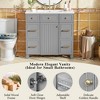 36"W Bathroom Vanity with Ceramic Sink, Bathroom Cabinet with Drawers, Soft-close Doors, Storage Cabinet and Adjustable Shelves, White/Blue/Grey/Green - 3 of 4