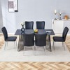NicBex Dining Table Set for 6 Black Marble-Patterned Slabs Tabletop with Stainless Steel Butterfly Legs with 6 PU Chairs for Kitchen - 2 of 4