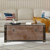 Vintiquewise Wooden Storage Trunk Bench with Black Metal Accents Rustic Blanket & Linen Chest Organizer for Entryway or Bedroom Use - 3 of 4