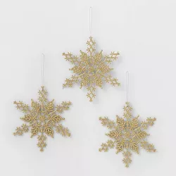 3ct Glittered Snowflake Christmas Ornament Set - Wondershop™
