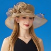 Anna-Kaci Women's Wide Brim Organza Dress Hat with Sheer Ribbon Floral Design for Formal Events and Sun Protection - 2 of 4