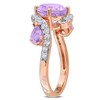 EVERLY JEWELRY | Rose Plated Sterling Silver 3 1/10 CT TGW Rose de France Amethyst and White Topaz Swirl Ring - 2 of 4