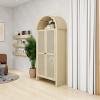 70.28 Inch Tall Arched Storage Cabinet with Rattan Doors 2 Drawers and Adjustable Shelves for Kitchen Living Dining Room-Maison Boucle - 3 of 4
