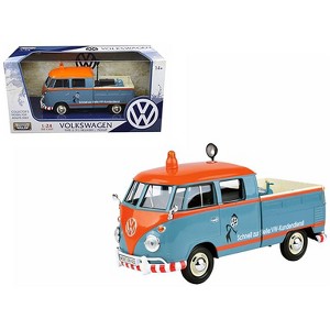 Volkswagen Type 2 (T1) Delivery Service Pickup Truck Blue and Orange "VW-Kundendienst" 1/24 Diecast Model Car by Motormax - 1 of 3