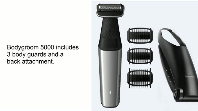 Philips Norelco Bodygroom Series 5000 Men&#39;s Rechargeable Trimmer with Back Attachment - BG5025/40, 2 of 15, play video