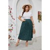 Clearlove Plus Size Pleated Skirt Women's Elastic Waist Boho  Midi Skirts with Pockets - 2 of 4