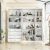 FUFU&GAGA 78.7"W Multifunctional Tempered Glass Cabinet Modular Storage Cabinet Closet Bookshelf - 3 of 4