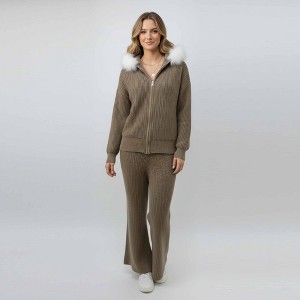 Cherie Code Women’s Viscose Knit 2‑Piece Lounge Set – Long Sleeve Top & Wide‑Leg Pants - 1 of 1