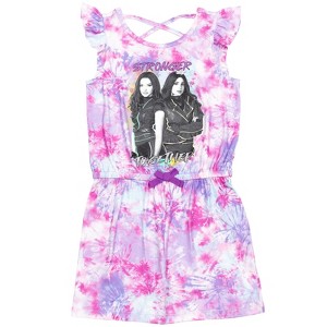 Disney Descendants Mal Evie Fashion Sleeveless Romper Purple Tie-Dye - 1 of 4