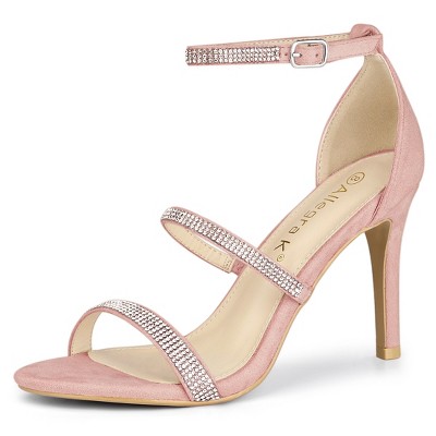 Allegra K Women's Strappy Rhinestone Stiletto Heel Heel Sandals