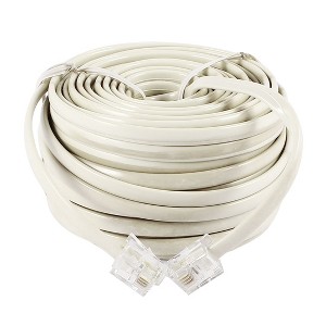 Unique Bargains 15M 49ft RJ11 6P4C Telephone Extension Cable Connector Grey White - 1 of 4