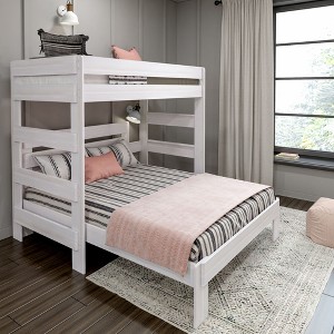 Max & Lily Solid Wood Modern Farmhouse Bunk Bed, L-Shaped Twin over Queen Bed Frame For Kids - 1 of 4