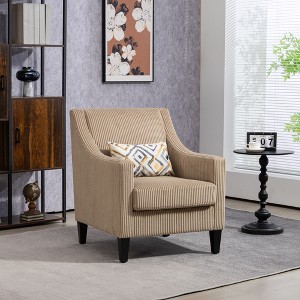 27"W Accent Chair Upholstered Arm Chair Padding Lounge with Pillow and Scooped Arms, Corduroy-ModernLuxe - 1 of 4