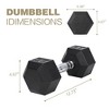 Naysaye Dumbbell Set of 2 20LBS Hex Dumbbell with Chrome Plated Knurled Handle Rubber Coated Solid Cast Iron for Home Gym, Silver, 12"*6"*5" - 3 of 4