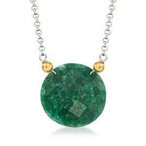 Ross-Simons 20.00 Carat Emerald Pendant Necklace in 14kt Yellow Gold and Sterling Silver - 1 of 3