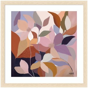 Kate and Laurel Framed Art Azure leaves by Inkheart Designs, 26x26, Woodgrain Stripe Blonde - 1 of 4