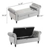 CAVINAS Velvet Rectangular Storage Ottoman Bench with Nailhead Trim, Multifunctional Ottoman Foot Rest with 1 Pillow, Accent Stools, Entryway Benches - 4 of 4