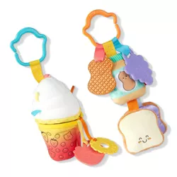 Melissa & Doug Multi-Sensory Take-Along Clip-On Infant Toy 2pk (PB&J and Bubble Tea)