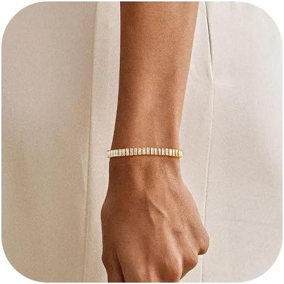 Dainty Gold Bracelet for Women 18K Gold Plated Tennis Evil Eye Cross Bracelet Trendy Classic Festival Jewelry Gifts