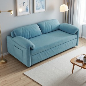 54" Velvet Sofa Bed with Armrest Storage & Retractable Queen Bed - 1 of 4