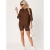 cheibear Women's Knit Loose Fit T-Shirt with Biker Shorts Lounge Sleepwear Pajama Sets - 3 of 4