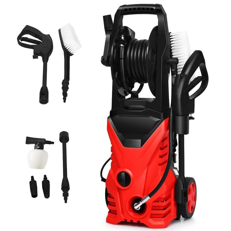 Costway 2030PSI Electric Pressure Washer Cleaner 1.7 GPM 1800W with Hose Reel Red, 4 of 11