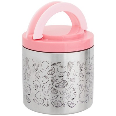 Vacuum Insulated Thermos Hot Lunch Containers with Ceramic-Coated Stainless  Steel and Folding Spoon, Leakproof, Pink 