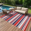 Modern Outdoor Plastic Straw Rug Reversible Mat, Striped Waterproof Rugs for Deck Backyard Porch RV Camper Picnic Balcony Beach - 2 of 4