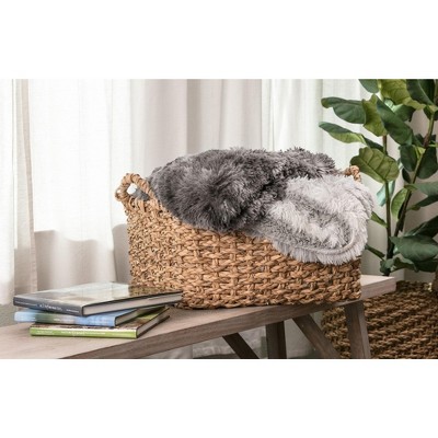 Gray Faux Fur and Sherpa Reversible Throw Blanket 50" x 65"