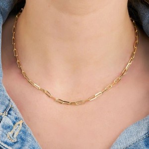 18K Gold Paperclip link Chain Necklace - 1 of 3