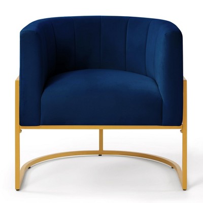 GustoWave 28'' x 25 '' Upholstered Living Room Chairs, Modern Black Textured Velvet Accent Chair with Golden Metal Stand