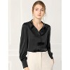 INSPIRE CHIC Women's Puff Long Sleeve Point Collar Vintage Button Work Satin Shirt - 2 of 4