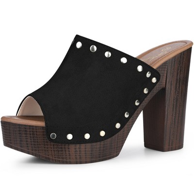 Perphy Women's Open Toe Platform Chunky Heel Slides Sandals