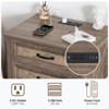 Hommpa Modern Rustic Bedside Table Nightstand 3 Drawers with Charging Station for Bedroom or Living Room - 4 of 4