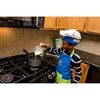 Curious Chef 4-Piece Child Textile Set for Kids and Toddlers, Blue and Green Child-Sized Apron, Oven Mitts and Chef's Hat - 3 of 4