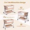 JOYMOR 3 in 1 Baby Bassinet, Bedside Bassinet for Baby, with Comfy Mattress and Wheels, 6 Height Adjustable Easy Folding  (Beige) - 2 of 4