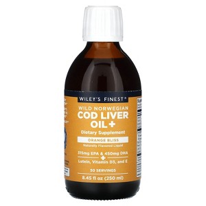 Wiley's Finest Wild Norwegian Cod Liver Oil +, Orange Bliss, 8.45 fl oz (250 ml) - 1 of 2