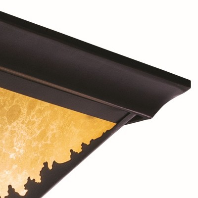 Burnished Bronze Rustic Deer Flush Mount Ceiling Light with Tiffany Glass